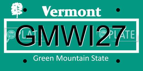 GMWI27 Vermont License Plate