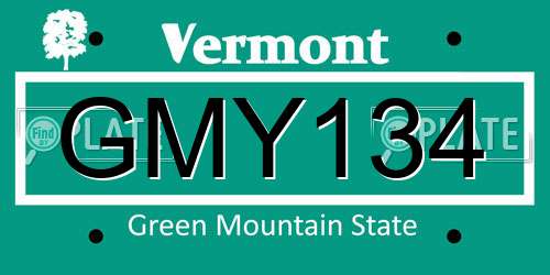 GMY134 Vermont License Plate