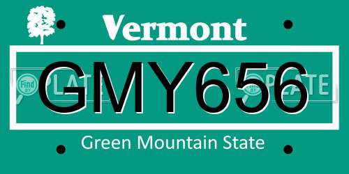 GMY656 Vermont License Plate