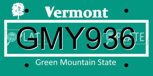 GMY936 Vermont License Plate