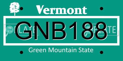 GNB188 Vermont License Plate
