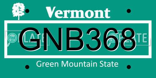 GNB368 Vermont License Plate