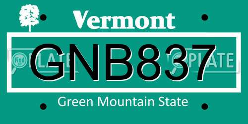GNB837 Vermont License Plate