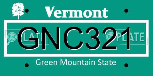GNC321 Vermont License Plate
