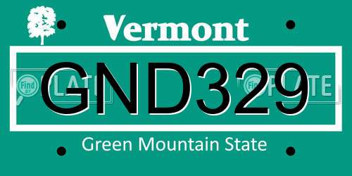 GND329 Vermont License Plate