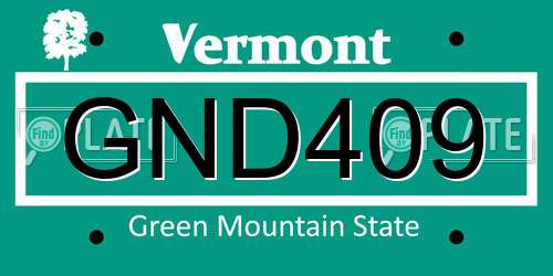 GND409 Vermont License Plate
