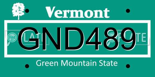 GND489 Vermont License Plate