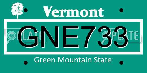 GNE733 Vermont License Plate