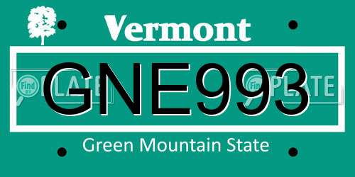 GNE993 Vermont License Plate