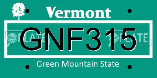 GNF315 Vermont License Plate