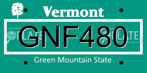 GNF480 Vermont License Plate