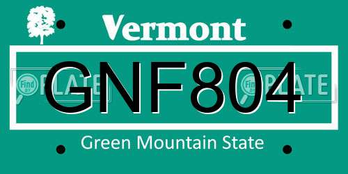 GNF804 Vermont License Plate