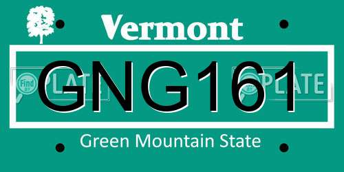 GNG161 Vermont License Plate