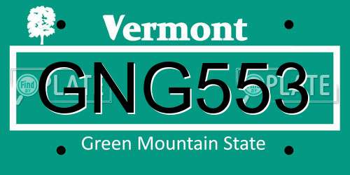 GNG553 Vermont License Plate