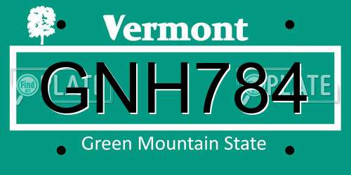 GNH784 Vermont License Plate