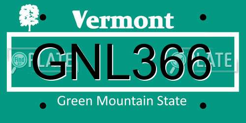 GNL366 Vermont License Plate