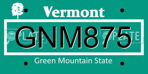 GNM875 Vermont License Plate