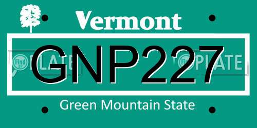 GNP227 Vermont License Plate