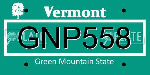 GNP558 Vermont License Plate