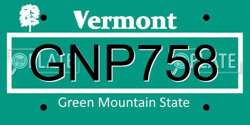 GNP758 Vermont License Plate
