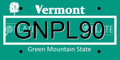 GNPL90 Vermont License Plate