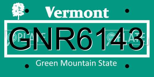 GNR6143 Vermont License Plate