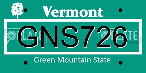 GNS726 Vermont License Plate