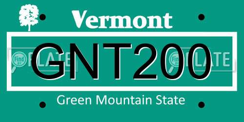 GNT200 Vermont License Plate