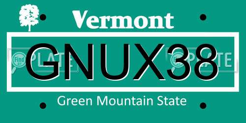 GNUX38 Vermont License Plate