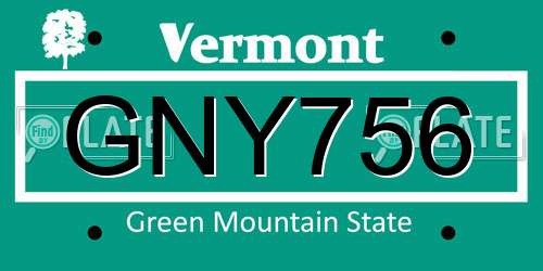 GNY756 Vermont License Plate