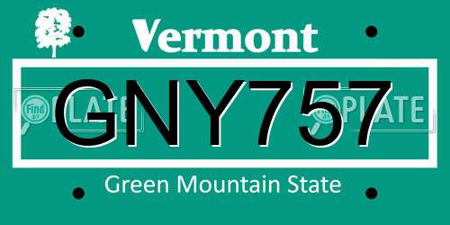 GNY757 Vermont License Plate