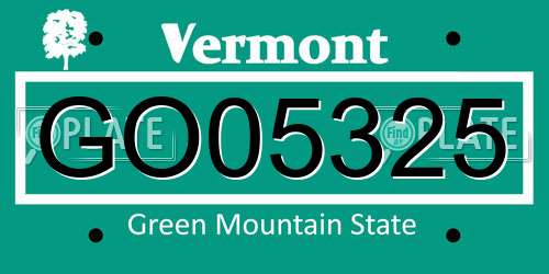 GO05325 Vermont License Plate