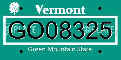 GO08325 Vermont License Plate