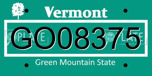 GO08375 Vermont License Plate