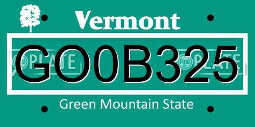GO0B325 Vermont License Plate