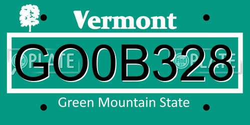 GO0B328 Vermont License Plate