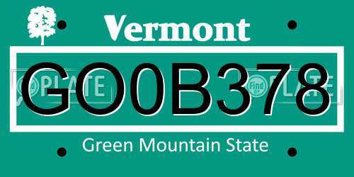 GO0B378 Vermont License Plate