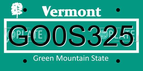 GO0S325 Vermont License Plate