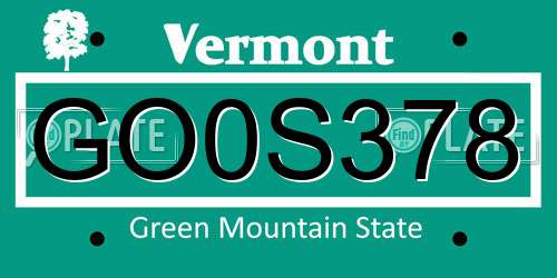 GO0S378 Vermont License Plate