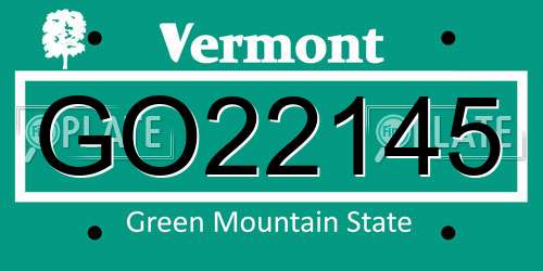 GO22145 Vermont License Plate