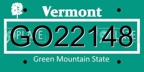 GO22148 Vermont License Plate