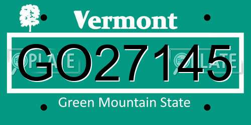 GO27145 Vermont License Plate
