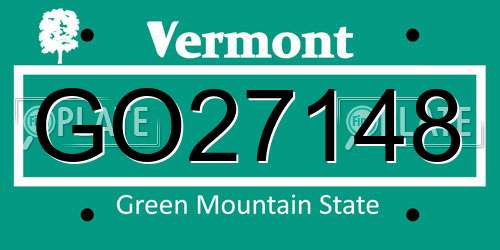 GO27148 Vermont License Plate