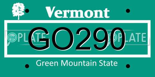 GO290 Vermont License Plate