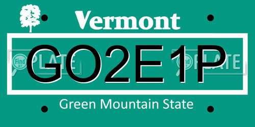 GO2E1P Vermont License Plate