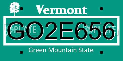GO2E656 Vermont License Plate