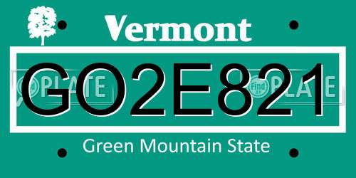 GO2E821 Vermont License Plate