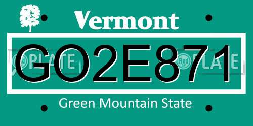 GO2E871 Vermont License Plate