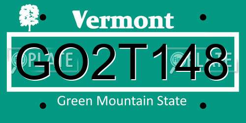 GO2T148 Vermont License Plate