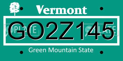GO2Z145 Vermont License Plate